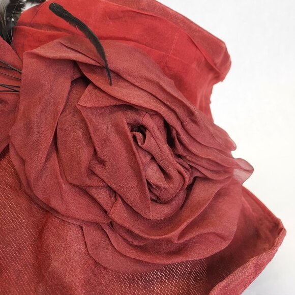 Bridget Armstrong Wide Brim Hat Lady Feathers Elegant Kentucky Derby Tea Party - Picture 7 of 16